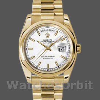 Unisex's Rolex Day-Date 36mm Unisex-118208-White Dial White