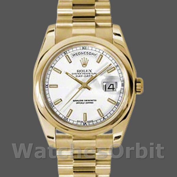 Unisexs Rolex Day-Date 36mm Unisex-118208-White Dial White Replica Image