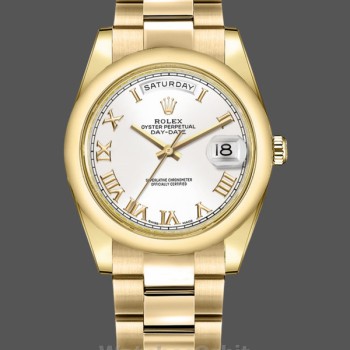 Unisex's Rolex Day-Date 36mm Unisex-118208-White Roman Dial-Roman Numerals White