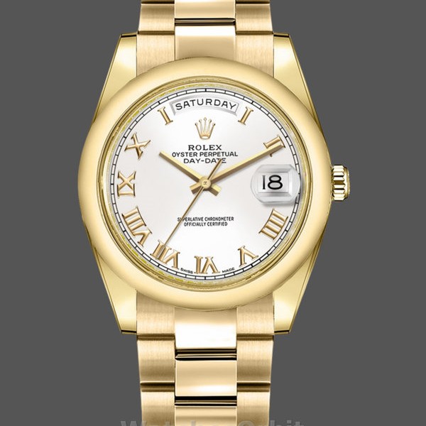 Unisexs Rolex Day-Date 36mm Unisex-118208-White Roman Dial-Roman Numerals White Replica Image