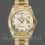 Unisex's Rolex Day-Date 36mm Unisex-118208-Yellow Gold-Roman Numeral Pyramid-Ivory Dial Ivory