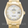 Unisexs Rolex Day-Date 36mm Unisex-118208-Yellow Gold-White Dial-Roman Numeral White Replica Image