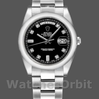 Unisex's Rolex Day-Date 36mm Unisex-118209-Black Dial Black