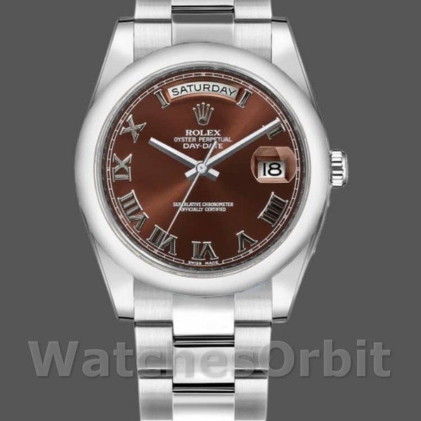 Unisexs Rolex Day-Date 36mm Unisex-118209-Chocolate Brown-Diamonds Dial Chocolate Brown<br /> Replica Image