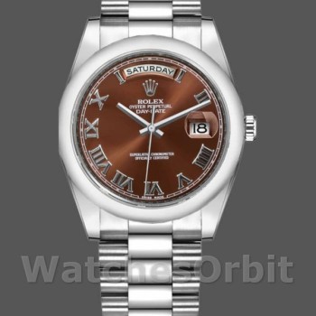 Unisex's Rolex Day-Date 36mm Unisex-118209-White Gold-Chocolate Brown Dial Chocolate Brown<br />