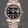 Unisexs Rolex Day-Date 36mm Unisex-118235-Everose Gold-Diamond Ferrite Dial Black Replica Image
