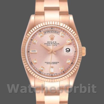 Women's Rolex Day-Date 36mm Women's-118235-Everose Gold-Pink Diamond Dial Pink
