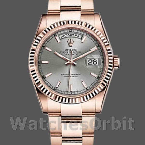 Unisexs Rolex Day-Date 36mm Unisex-118235-Rhodium Grey Dial Rhodium Grey Replica Image