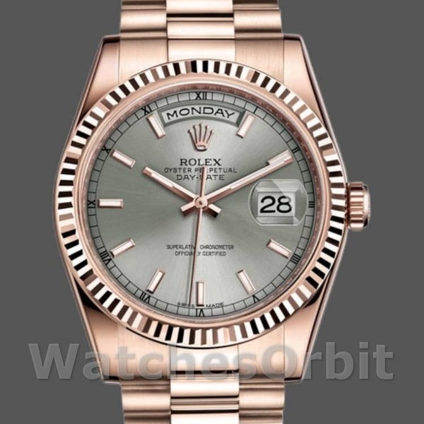 Unisexs Rolex Day-Date 36mm Unisex-118235-Rhodium Grey Dial-Rose Gold Rhodium Grey Replica Image