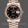 Unisexs Rolex Day-Date 36mm Unisex-118235-Rose Gold-Black Arabic Dial Black Replica Image
