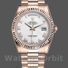 Unisexs Rolex Day-Date 36mm Unisex-118235-White Dial-Fluted Bezel White Replica Image