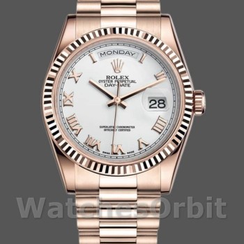 Unisex's Rolex Day-Date 36mm Unisex-118235-White Dial-Fluted Bezel White