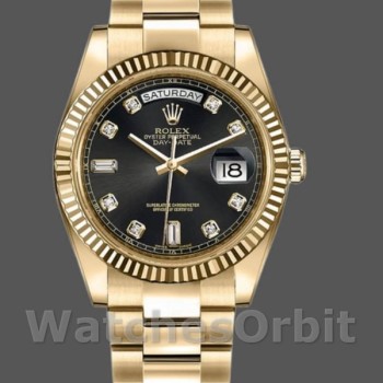 Men's Rolex Day-Date 36mm Men's-118238-Black Diamond Dial Black