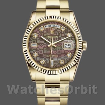 Unisex's Rolex Day-Date 36mm Unisex-118238-Black MOP-Diamond Dial MOP