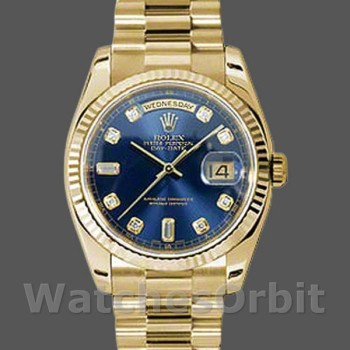 Unisex's Rolex Day-Date 36mm Unisex-118238-Blue Diamond Dial Blue