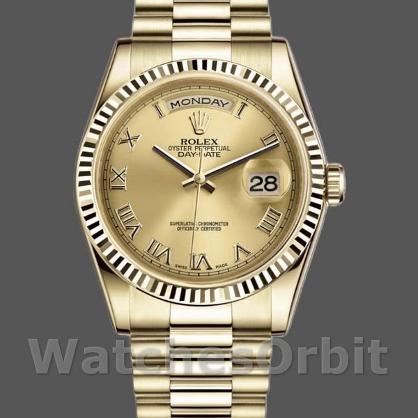 Unisexs Rolex Day-Date 36mm Unisex-118238-Champagne Dial Champagne Replica Image