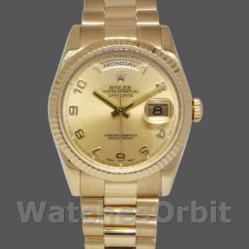 Unisex's Rolex Day-Date 36mm Unisex-118238-Champagne Dial-Arabic Numeral Champagne