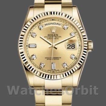 Unisex's Rolex Day-Date 36mm Unisex-118238-Champagne-Diamond Dial Champagne