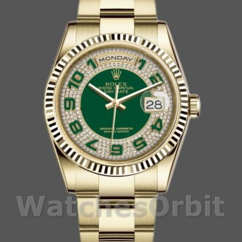 Unisex's Rolex Day-Date 36mm Unisex-118238-Green Diamond Pave Dial Green