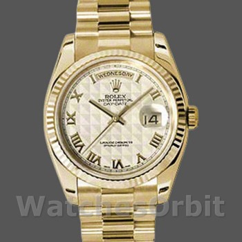 Unisex's Rolex Day-Date 36mm Unisex-118238-Ivory Dial-Fluted Bezel Ivory