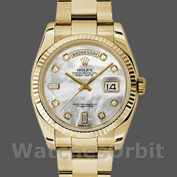 Unisexs Rolex Day-Date 36mm Unisex-118238-MOP-White Dial MOP Replica Image