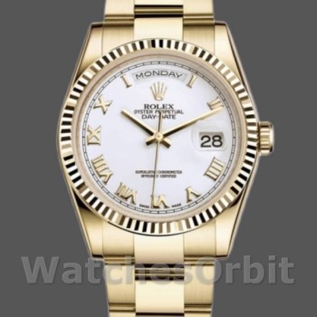 Unisex's Rolex Day-Date 36mm Unisex-118238-White Roman Numeral Dial White<br />