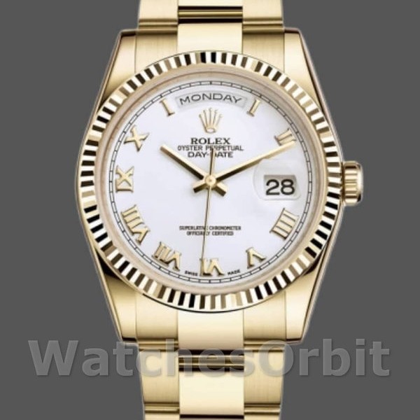 Unisexs Rolex Day-Date 36mm Unisex-118238-White Roman Numeral Dial White<br /> Replica Image
