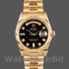 Mens Rolex Day-Date 36mm Mens-118238-Yellow Gold-Black Diamond Dial Black Replica Image
