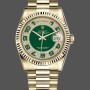 Unisex's Rolex Day-Date 36mm Unisex-118238-Yellow Gold-Green Diamond Pave Dial Green