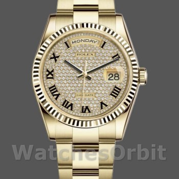 Unisex's Rolex Day-Date 36mm Unisex-118238-Yellow Gold-Pave Diamond Dial Pave diamond<br />