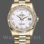 Unisex's Rolex Day-Date 36mm Unisex-118238-Yellow Gold-White Dial-Fluted Bezel White<br />