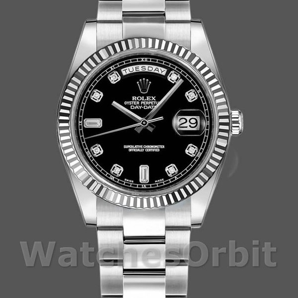 Unisexs Rolex Day-Date 36mm Unisex-118239-Black Diamonds Dial Black<br /> Replica Image