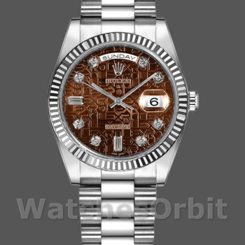 Unisex's Rolex Day-Date 36mm Unisex-118239-Jubilee-Chocolate Brown Dial Brown