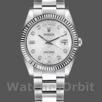 Unisex's Rolex Day-Date 36mm Unisex-118239-Jubilee-Silver Dial Silver
