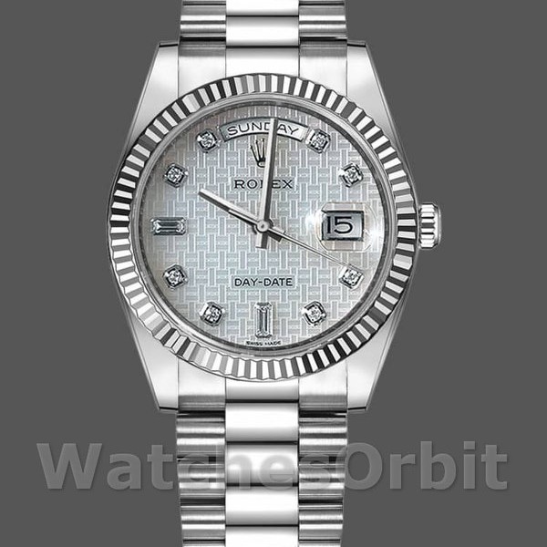 Unisexs Rolex Day-Date 36mm Unisex-118239-MOP-White Dial-Fluted Bezel MOP Replica Image