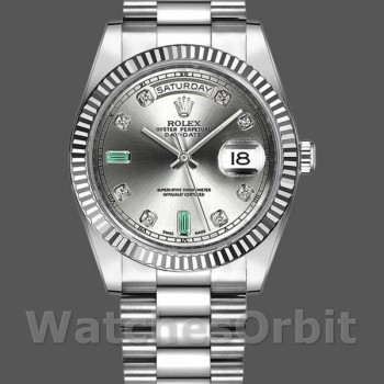 Unisex's Rolex Day-Date 36mm Unisex-118239-Rhodium Grey Dial Rhodium<br />