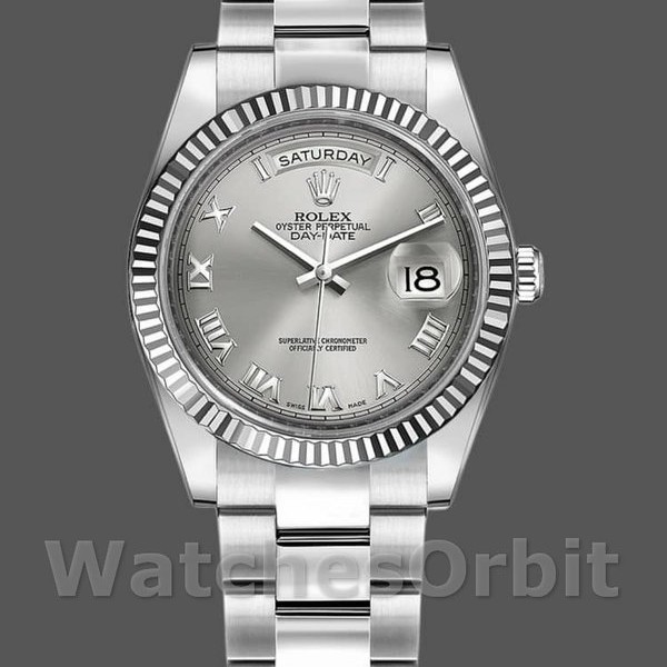 Unisexs Rolex Day-Date 36mm Unisex-118239-Rhodium Roman Dial Rhodium Replica Image