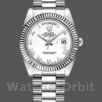 Unisex's Rolex Day-Date 36mm Unisex-118239-Roman Numeral-White Dial White