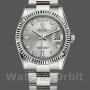 Unisex's Rolex Day-Date 36mm Unisex-118239-Silver Diamond Dial-Fluted Bezel Silver