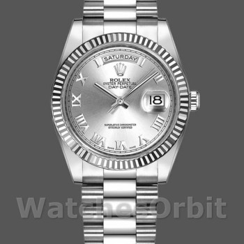 Unisex's Rolex Day-Date 36mm Unisex-118239-Silver Roman Numeral Dial Silver