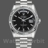 Unisexs Rolex Day-Date 36mm Unisex-118239-White Gold-Black Dial-Fluted Bezel Black Replica Image