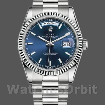 Unisex's Rolex Day-Date 36mm Unisex-118239-White Gold-Blue Dial Blue