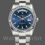 Unisex's Rolex Day-Date 36mm Unisex-118239-White Gold-Blue Dial-Fluted Bezel Blue