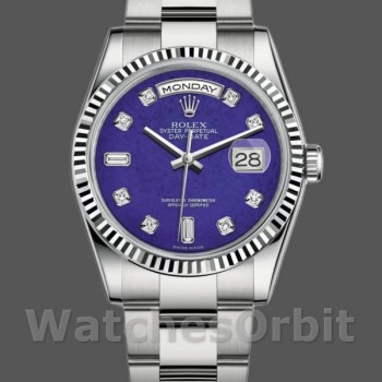 Unisex's Rolex Day-Date 36mm Unisex-118239-White Gold-Diamond-Lapis Lazuli Blue Dial Blue