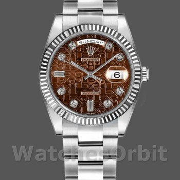 Unisex's Rolex Day-Date 36mm Unisex-118239-White Gold-Jubilee-Chocolate Brown Dial Brown
