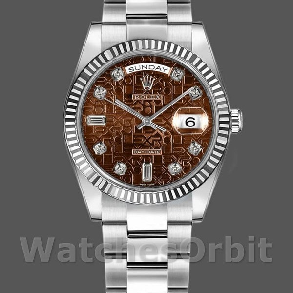Unisexs Rolex Day-Date 36mm Unisex-118239-White Gold-Jubilee-Chocolate Brown Dial Brown Replica Image