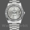 Unisexs Rolex Day-Date 36mm Unisex-118239-White Gold-Silver Dial-Fluted Bezel Silver Replica Image