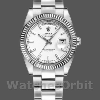 Unisex's Rolex Day-Date 36mm Unisex-118239-White Gold-White Dial White