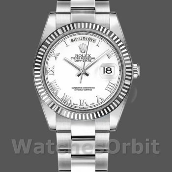 Unisex's Rolex Day-Date 36mm Unisex-118239-White Gold-White Roman Numeral Dial White<br />