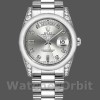 Unisexs Rolex Day-Date 36mm Unisex-118296-Platinum-Silver Dial-Diamond Silver Replica Image
